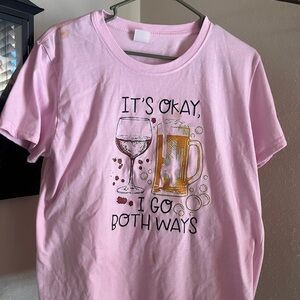Pink Graphic Tee "It's Okay I Go Both Ways"